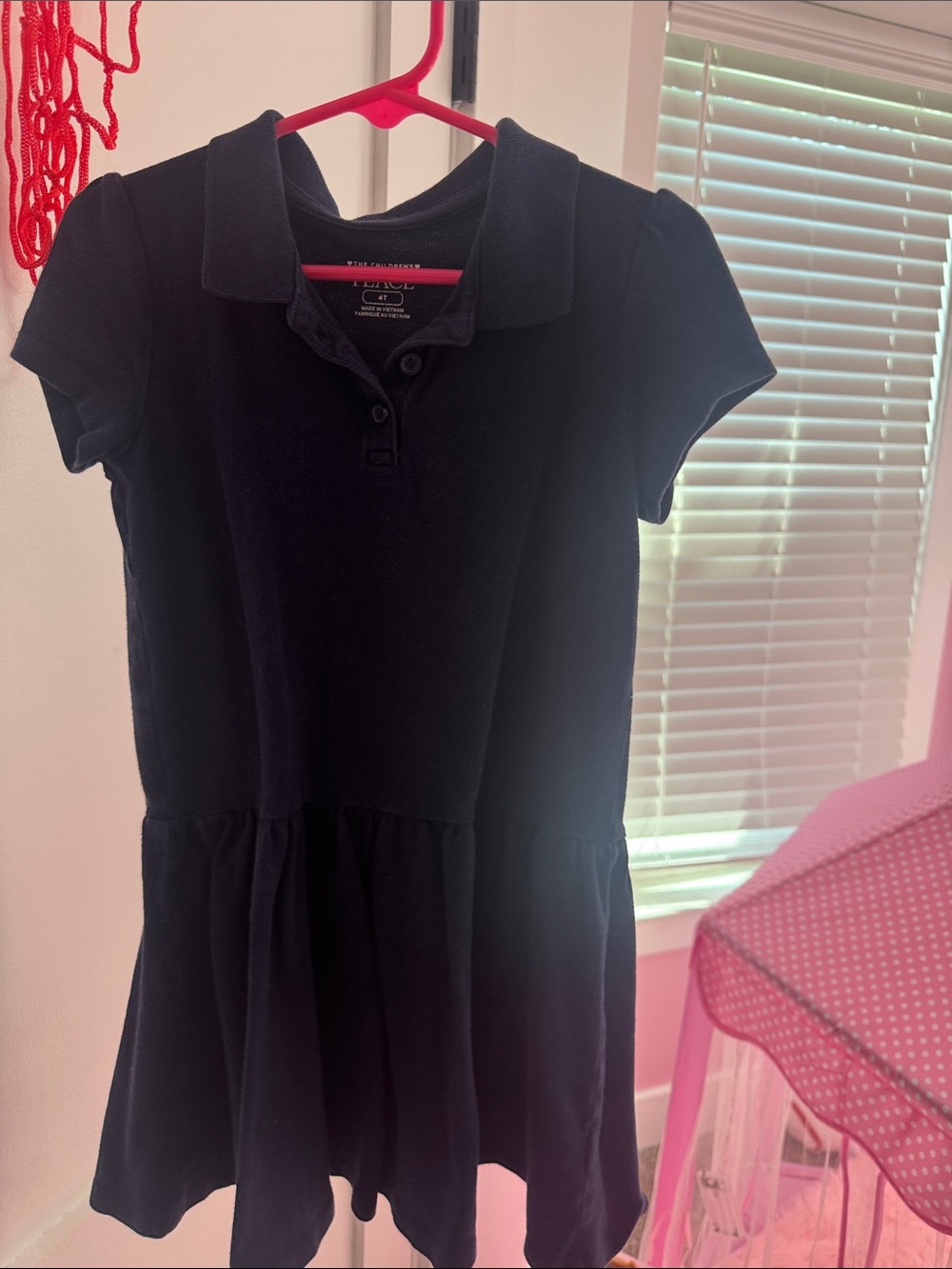 The Children's Place Black Polo Dress with Short Sleeves- Uniform